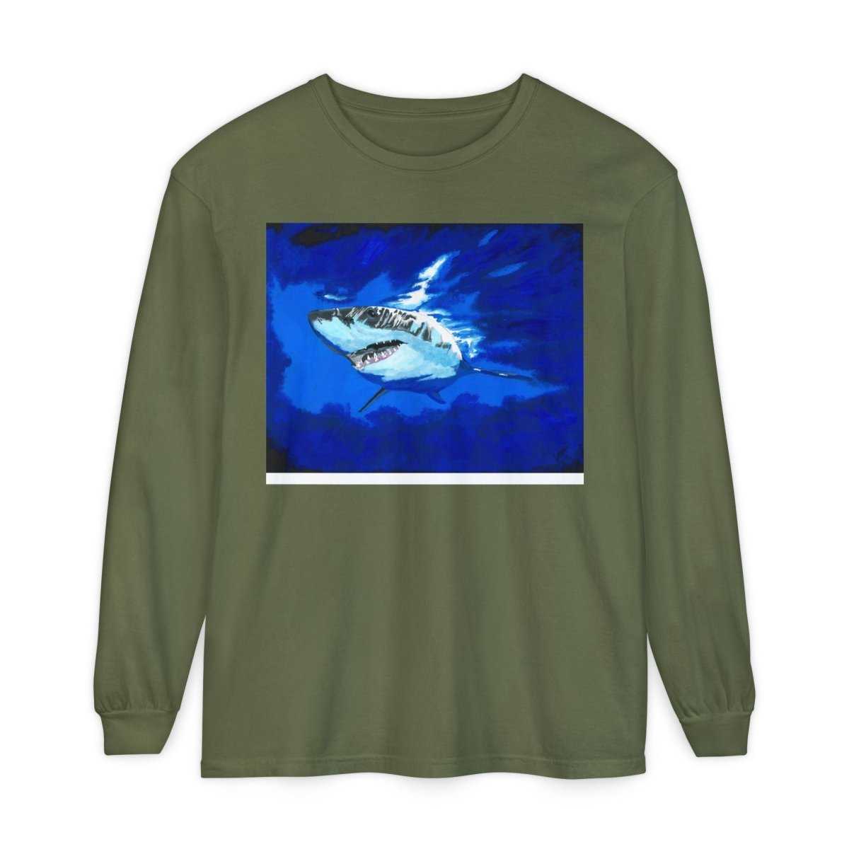Shark Long Sleeve T-Shirt with Shark Design - Unisex Tee for Beach Lovers - Curran Artworks