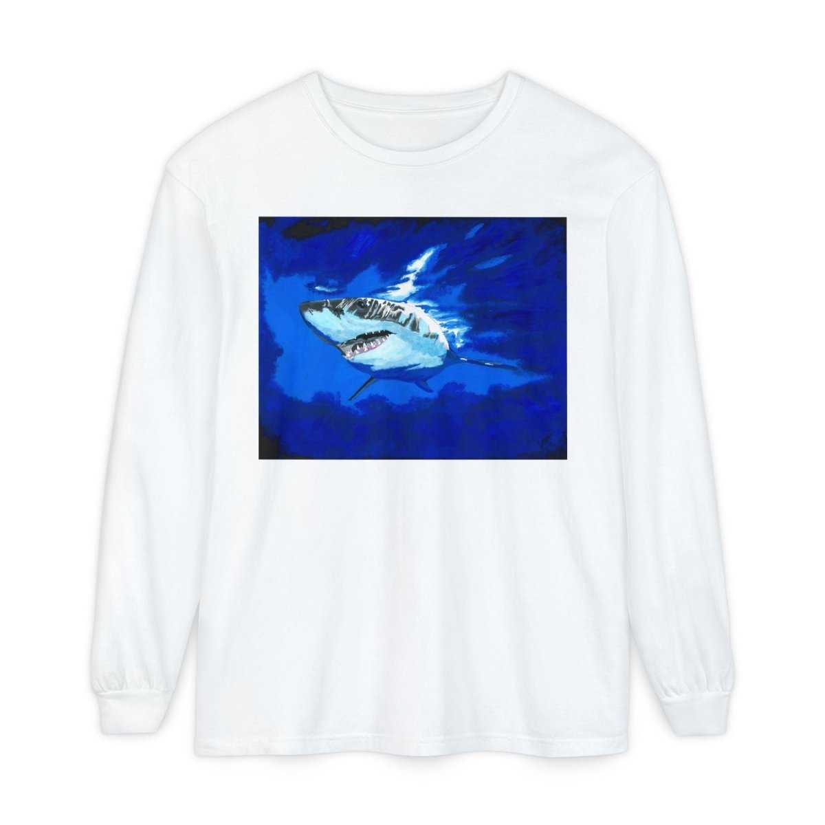 Shark Long Sleeve T-Shirt with Shark Design - Unisex Tee for Beach Lovers - Curran Artworks