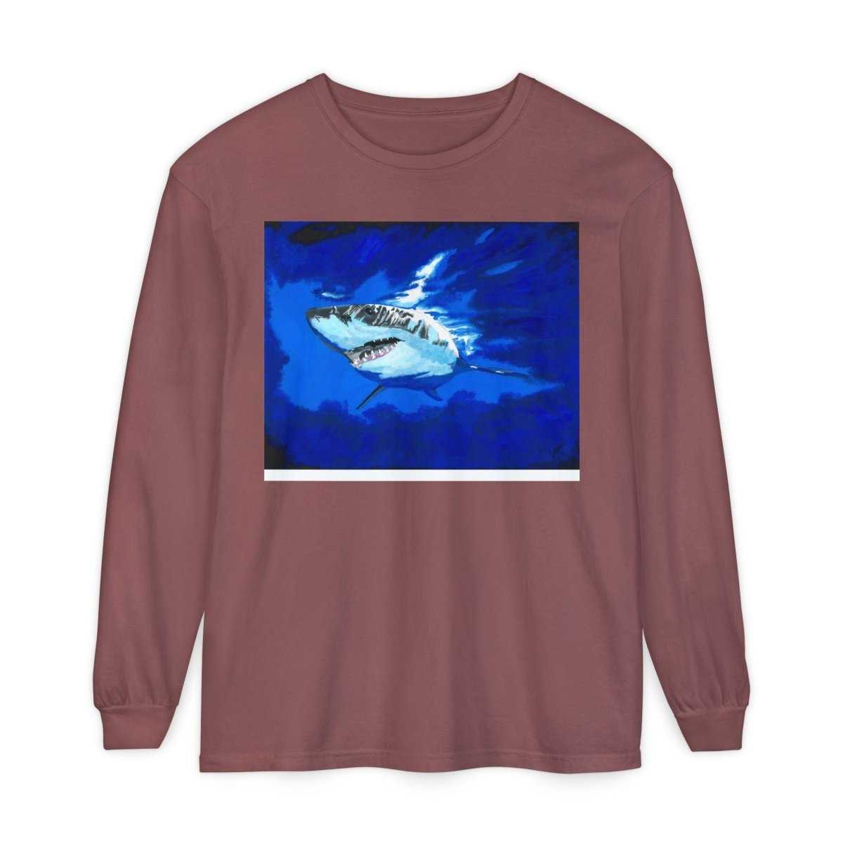 Shark Long Sleeve T-Shirt with Shark Design - Unisex Tee for Beach Lovers - Curran Artworks