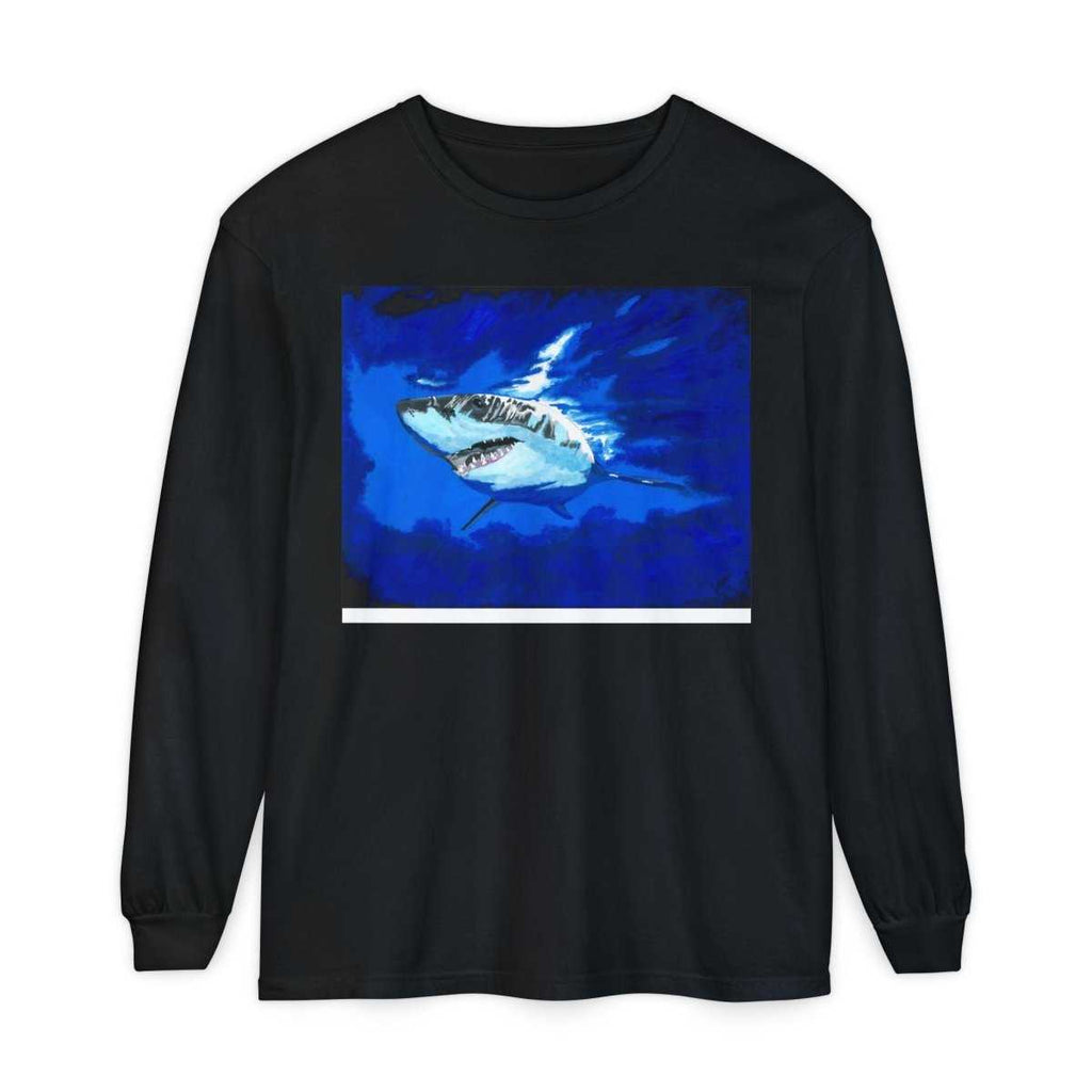 Shark Long Sleeve T-Shirt with Shark Design - Unisex Tee for Beach Lovers - Curran Artworks