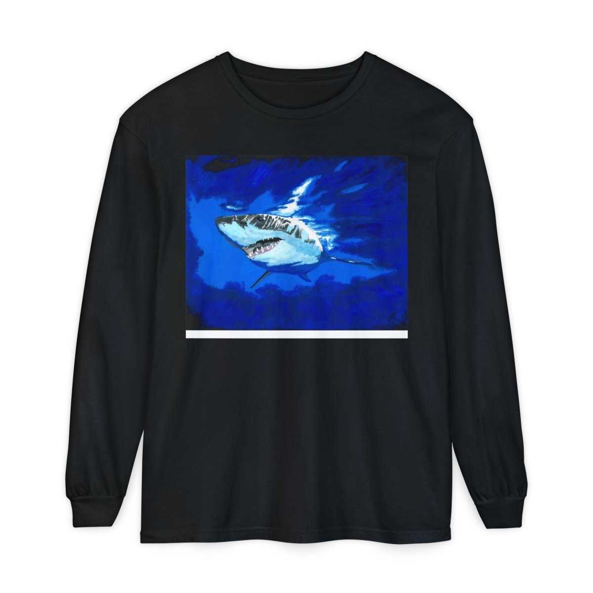 Shark Long Sleeve T-Shirt with Shark Design - Unisex Tee for Beach Lovers - Curran Artworks