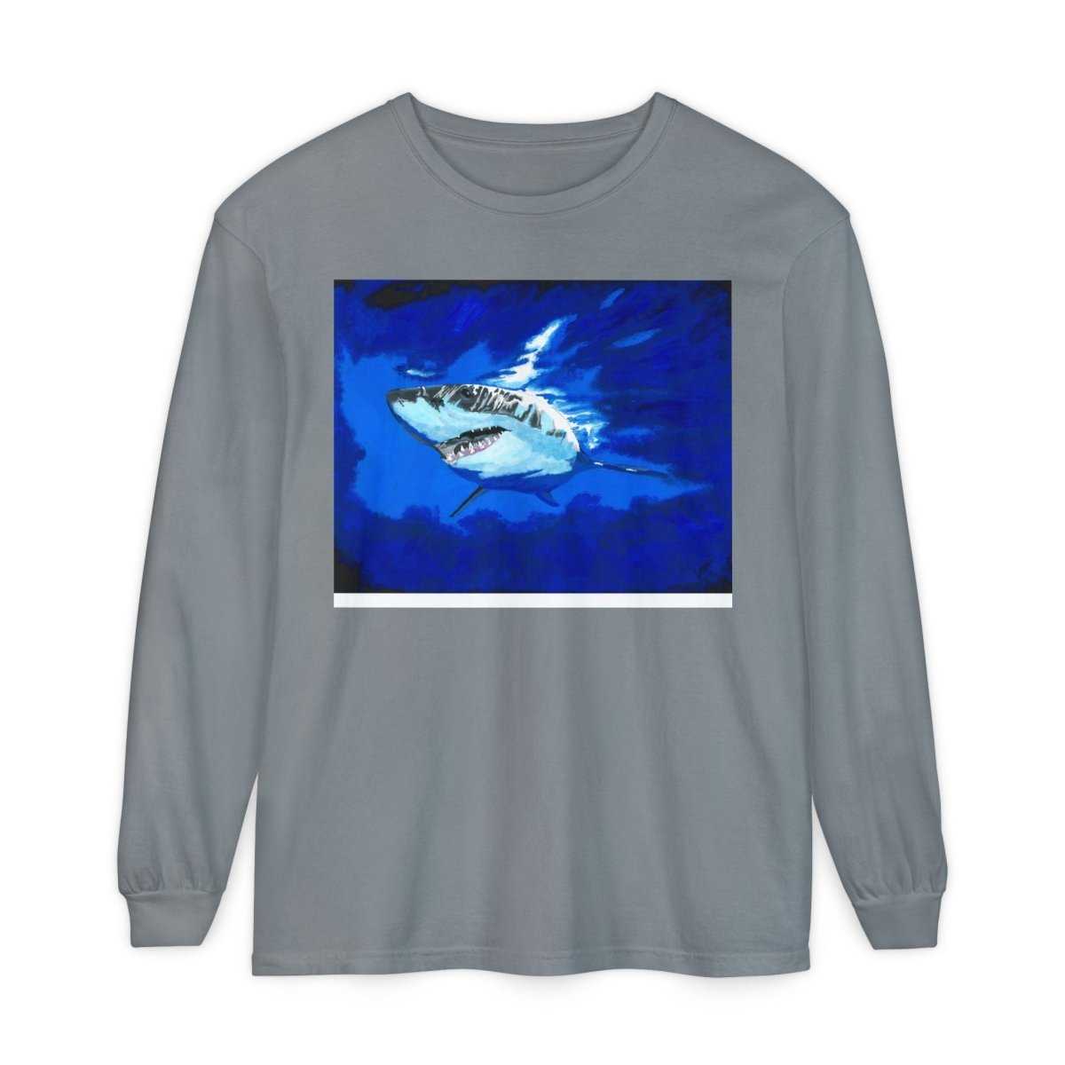 Shark Long Sleeve T-Shirt with Shark Design - Unisex Tee for Beach Lovers - Curran Artworks
