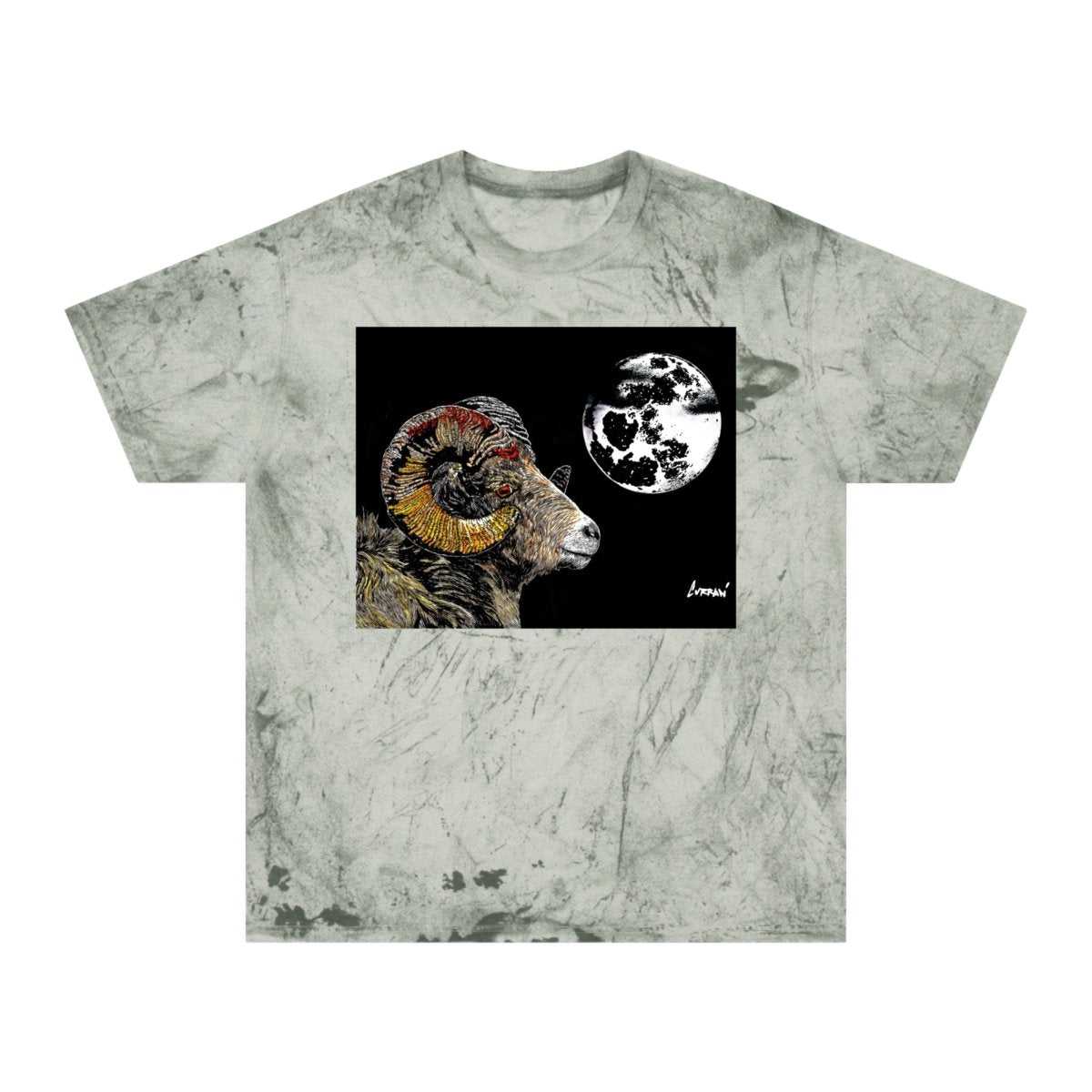 Striking Mountain Ram Color Blast T-Shirt – Original Hand - Drawn Art, Unisex - Curran Artworks