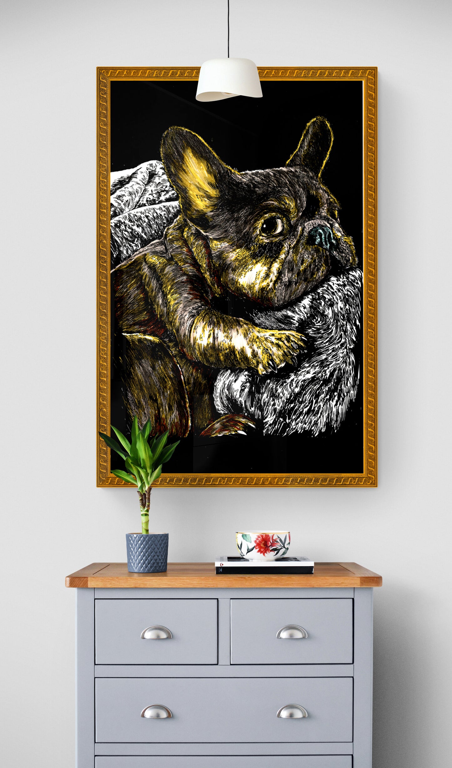 French Bulldog 2 Original Hand Drawn Wall art Poster