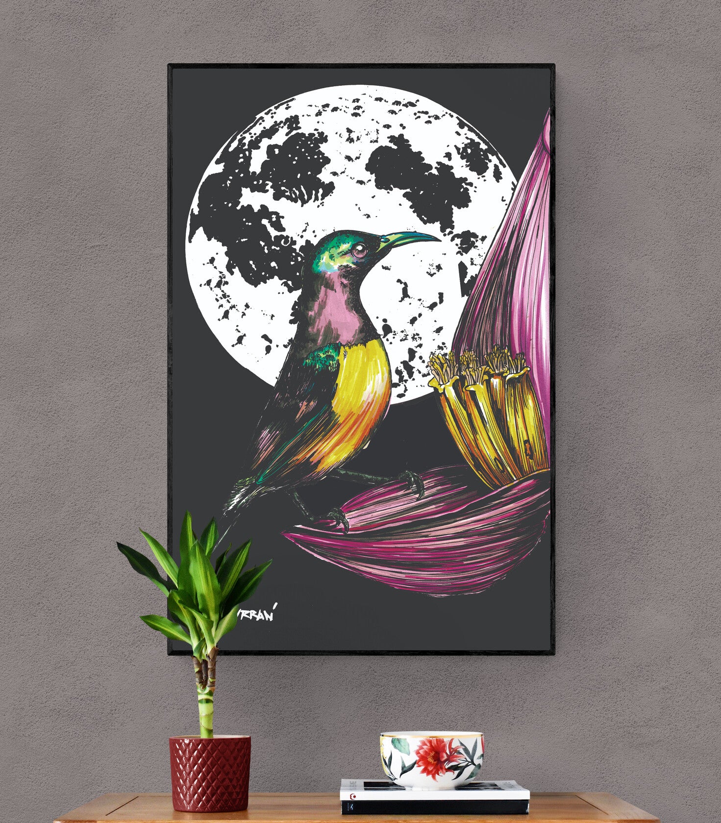 Hummingbird Original Hand Drawn Wall Art Poster