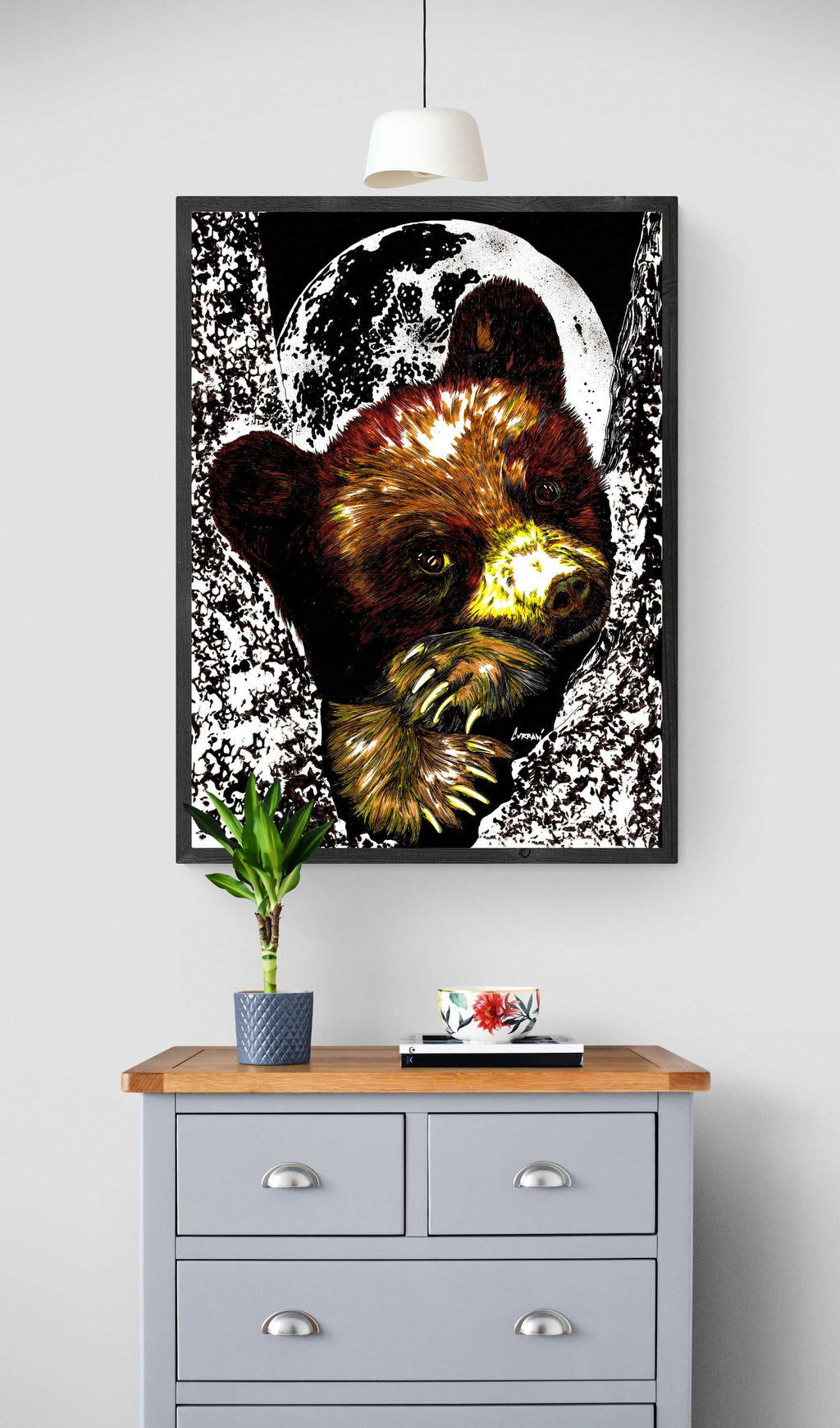 Brown Bear Cub Original hand drawn Wall Art Poster
