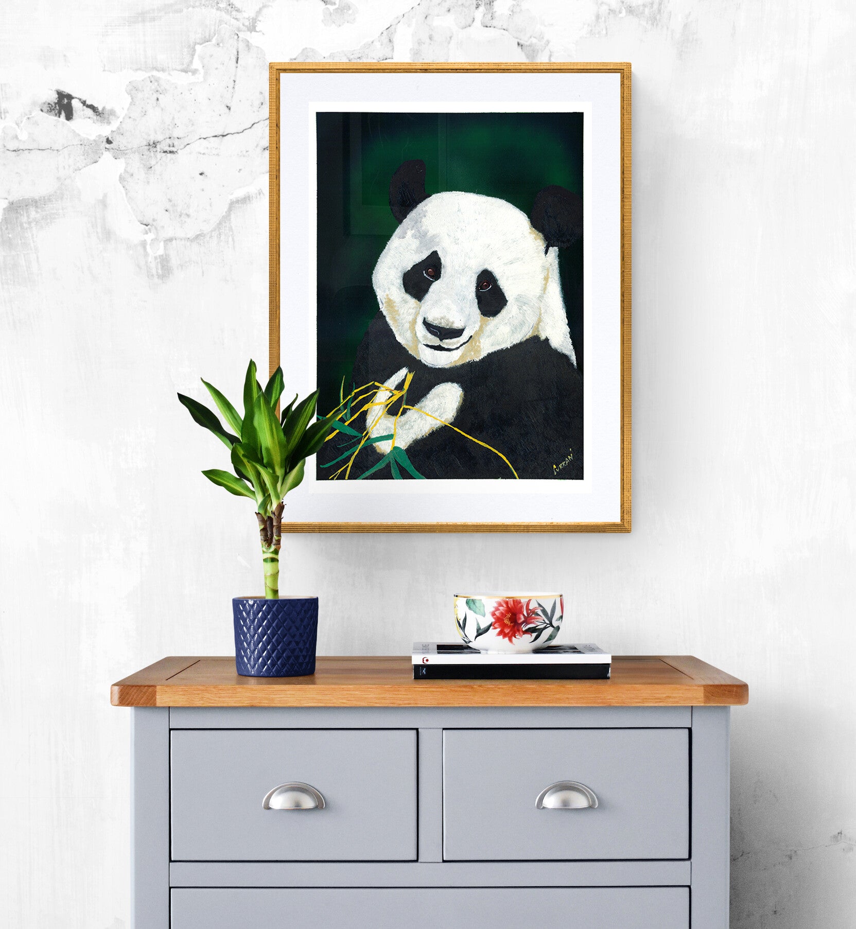 Giant Panda Hand Painted Animal Wall Art Poster