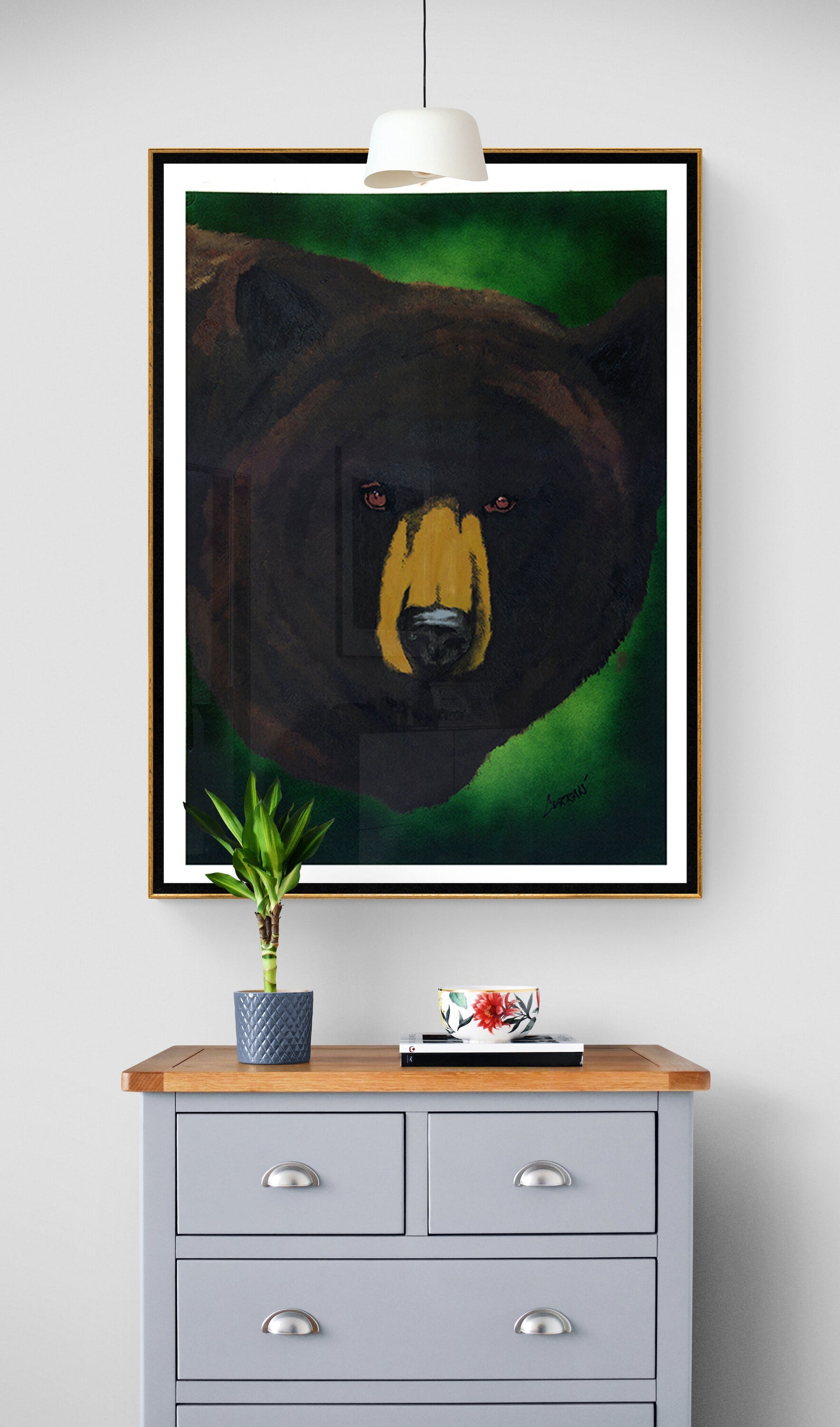 Original Hand-Painted Brown Bear Wall Art by Kris Curran