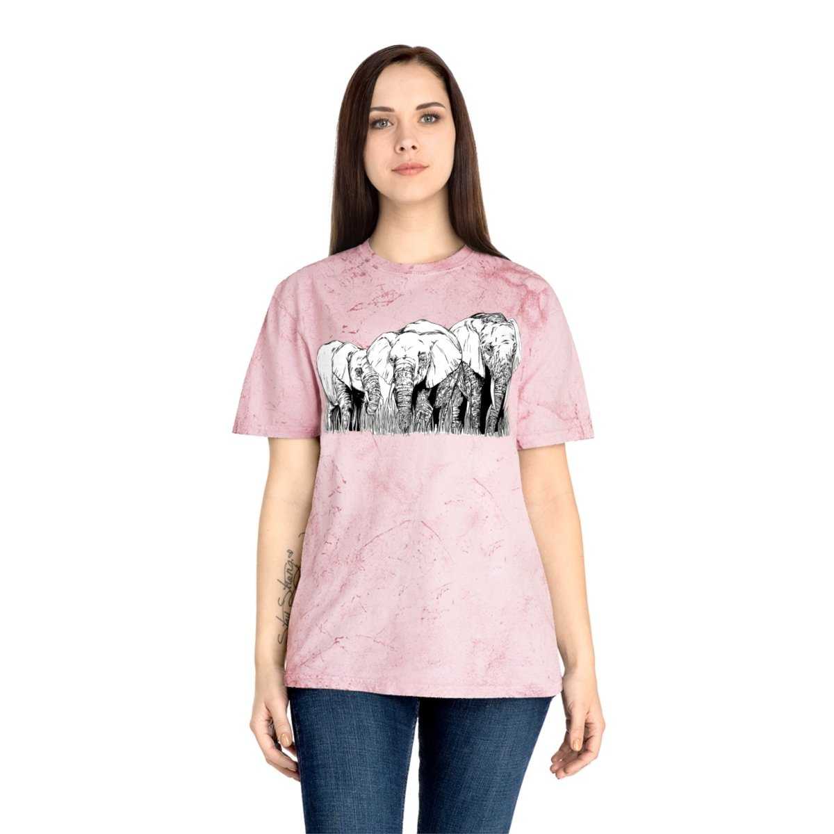 Unisex Color Blast Elephant Graphic T-Shirt - Eco - Friendly Art Tee - Curran Artworks