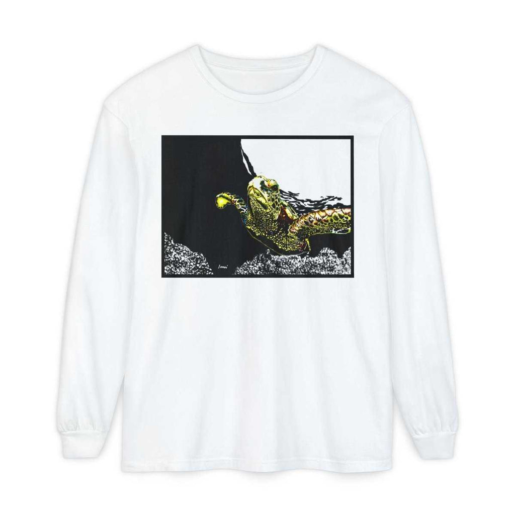 Unisex Long Sleeve T-Shirt with Vibrant Turtle Print – Perfect for Nature Lovers - Curran Artworks
