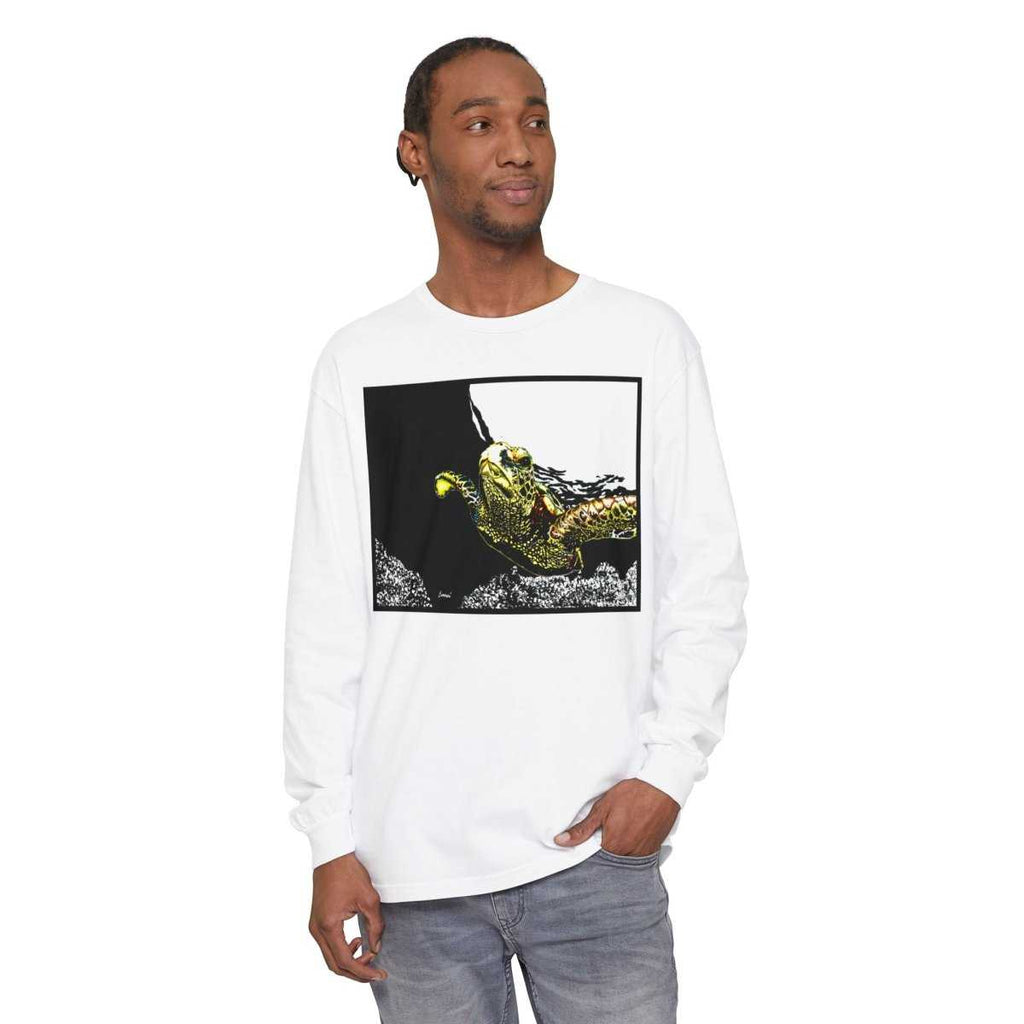 Unisex Long Sleeve T-Shirt with Vibrant Turtle Print – Perfect for Nature Lovers - Curran Artworks