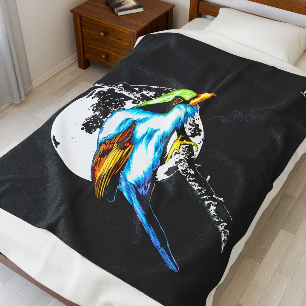 Vibrant Bird Design Velveteen Plush Blanket - Cozy & Stylish Home Decor - Curran Artworks