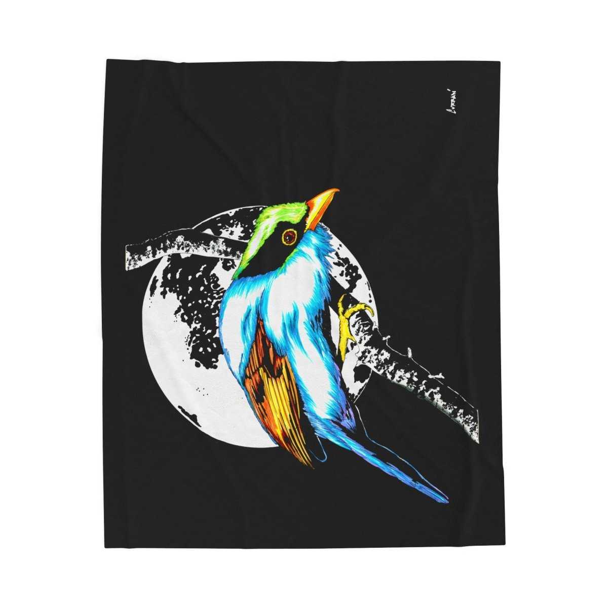 Vibrant Bird Design Velveteen Plush Blanket - Cozy & Stylish Home Decor - Curran Artworks