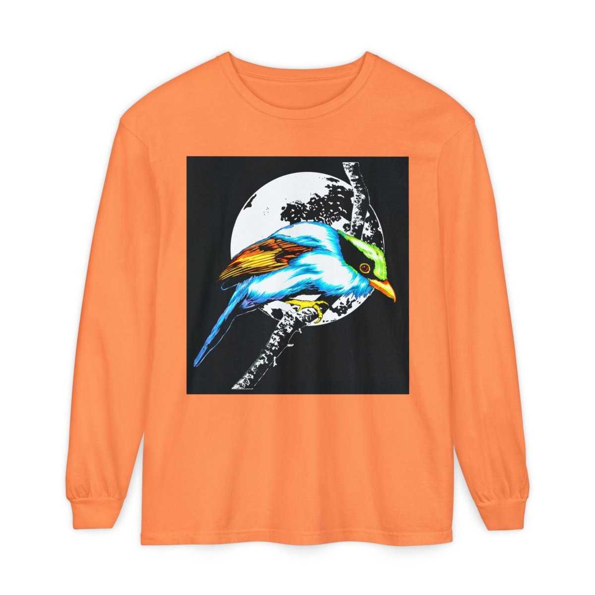 Vibrant Exotic colorful Bird Graphic Long Sleeve T-Shirt - Unisex Nature Apparel - Curran Artworks