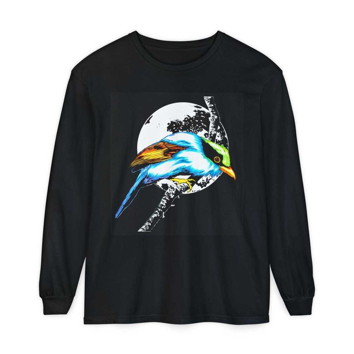 Vibrant Exotic colorful Bird Graphic Long Sleeve T-Shirt - Unisex Nature Apparel - Curran Artworks