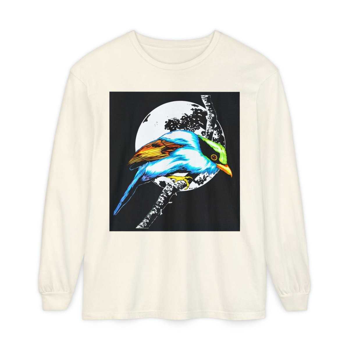 Vibrant Exotic colorful Bird Graphic Long Sleeve T-Shirt - Unisex Nature Apparel - Curran Artworks