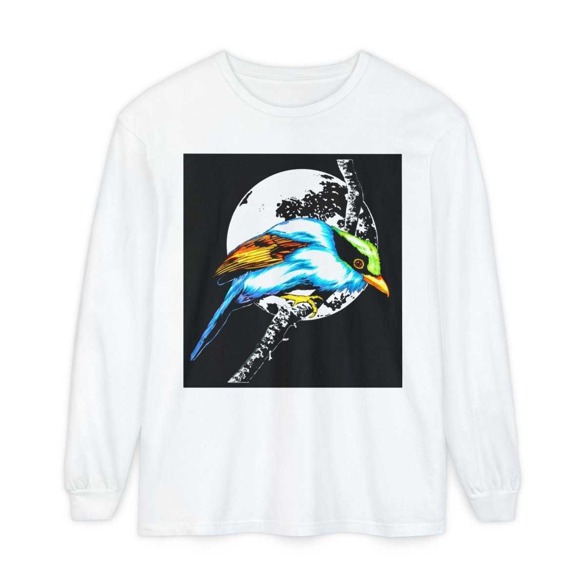 Vibrant Exotic colorful Bird Graphic Long Sleeve T-Shirt - Unisex Nature Apparel - Curran Artworks