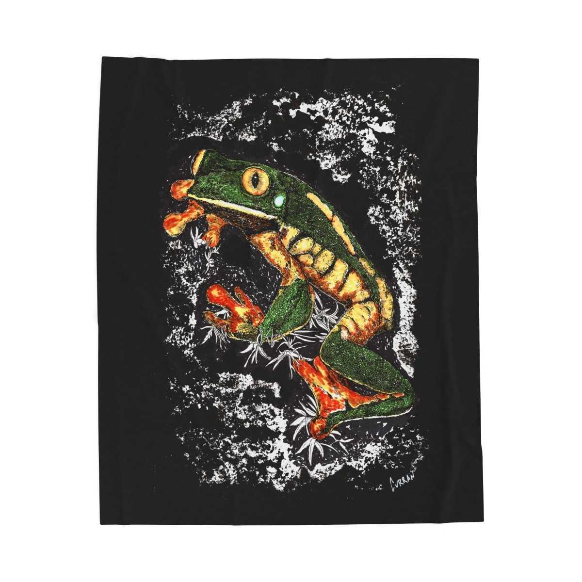 Vibrant Frog Velveteen Plush Blanket - Perfect for Cozy Nights & Nature Lovers - Curran Artworks