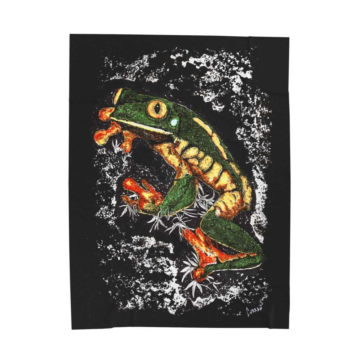 Vibrant Frog Velveteen Plush Blanket - Perfect for Cozy Nights & Nature Lovers - Curran Artworks