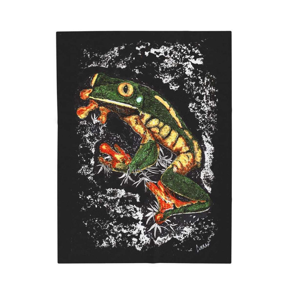 Vibrant Frog Velveteen Plush Blanket - Perfect for Cozy Nights & Nature Lovers - Curran Artworks