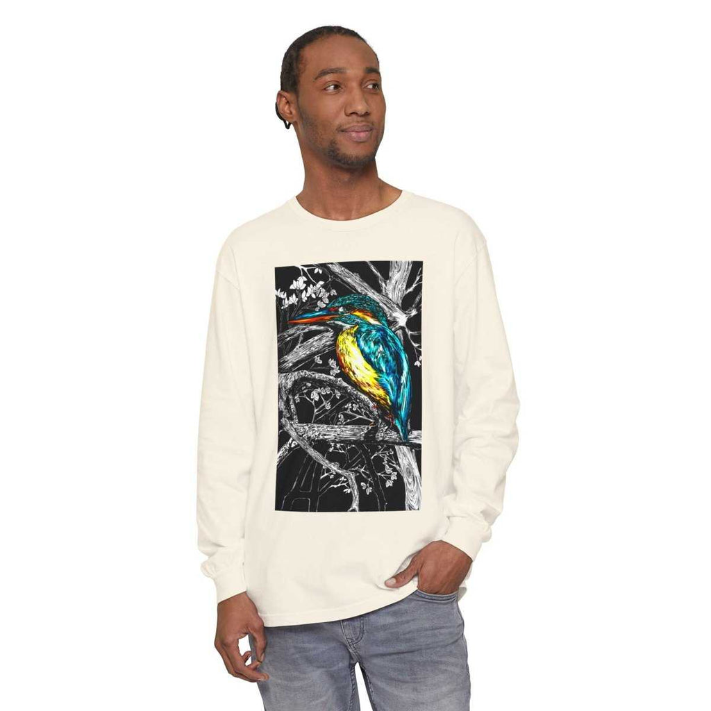 Kingfisher Long Sleeve T-Shirt - Unisex Garment-Dyed