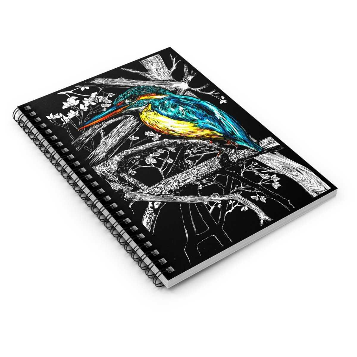 Vibrant Kingfisher Spiral Notebook - Eco - Friendly Ruled Lines - Curran Artworks