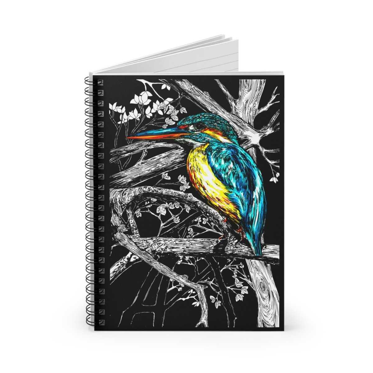 Vibrant Kingfisher Spiral Notebook - Eco - Friendly Ruled Lines - Curran Artworks