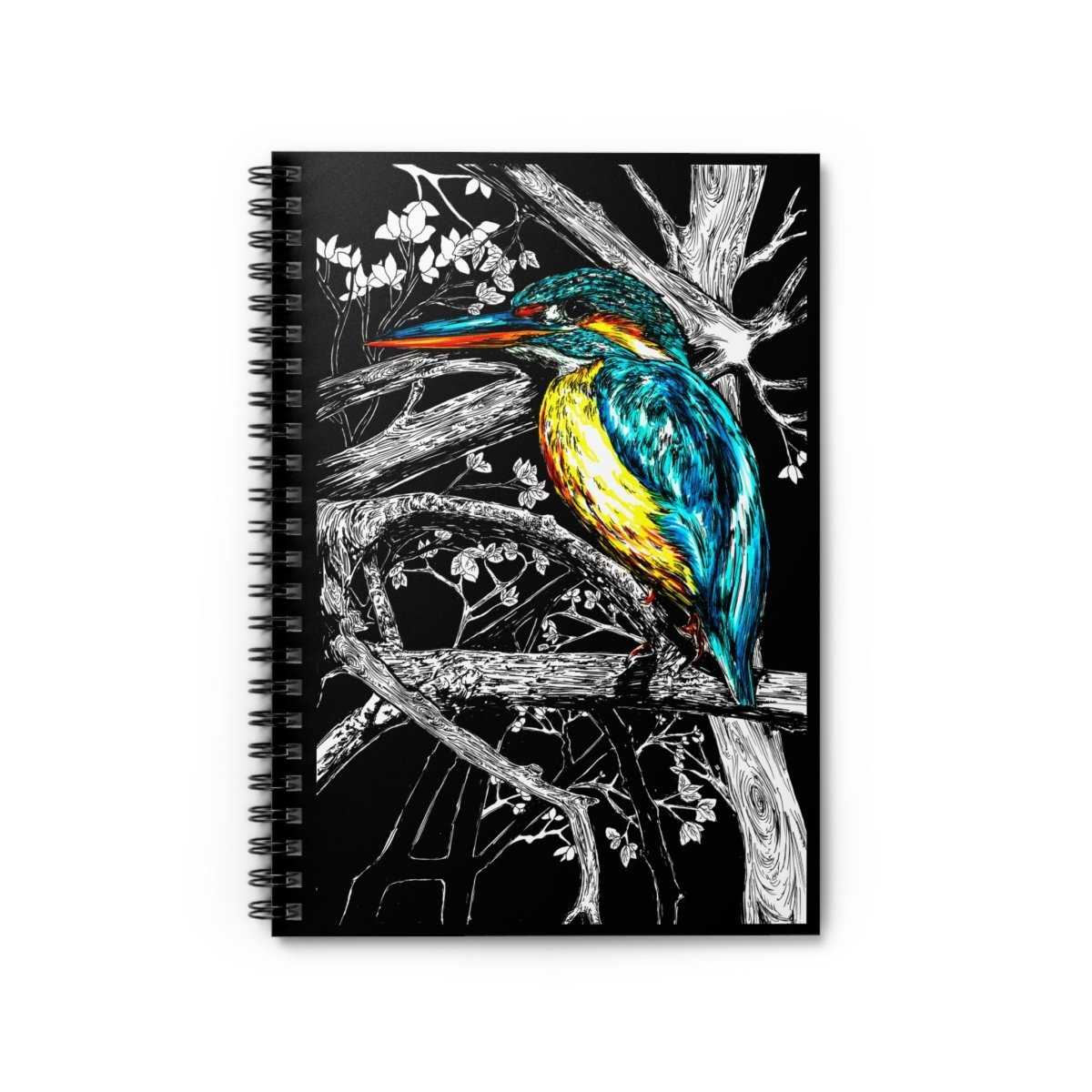 Vibrant Kingfisher Spiral Notebook - Eco - Friendly Ruled Lines - Curran Artworks