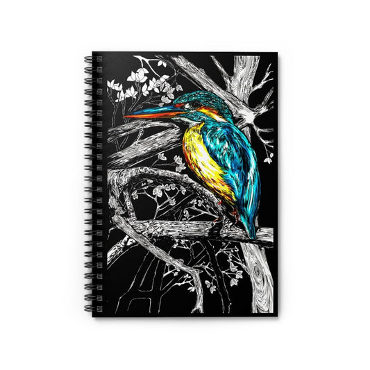 Vibrant Kingfisher Spiral Notebook - Eco - Friendly Ruled Lines - Curran Artworks