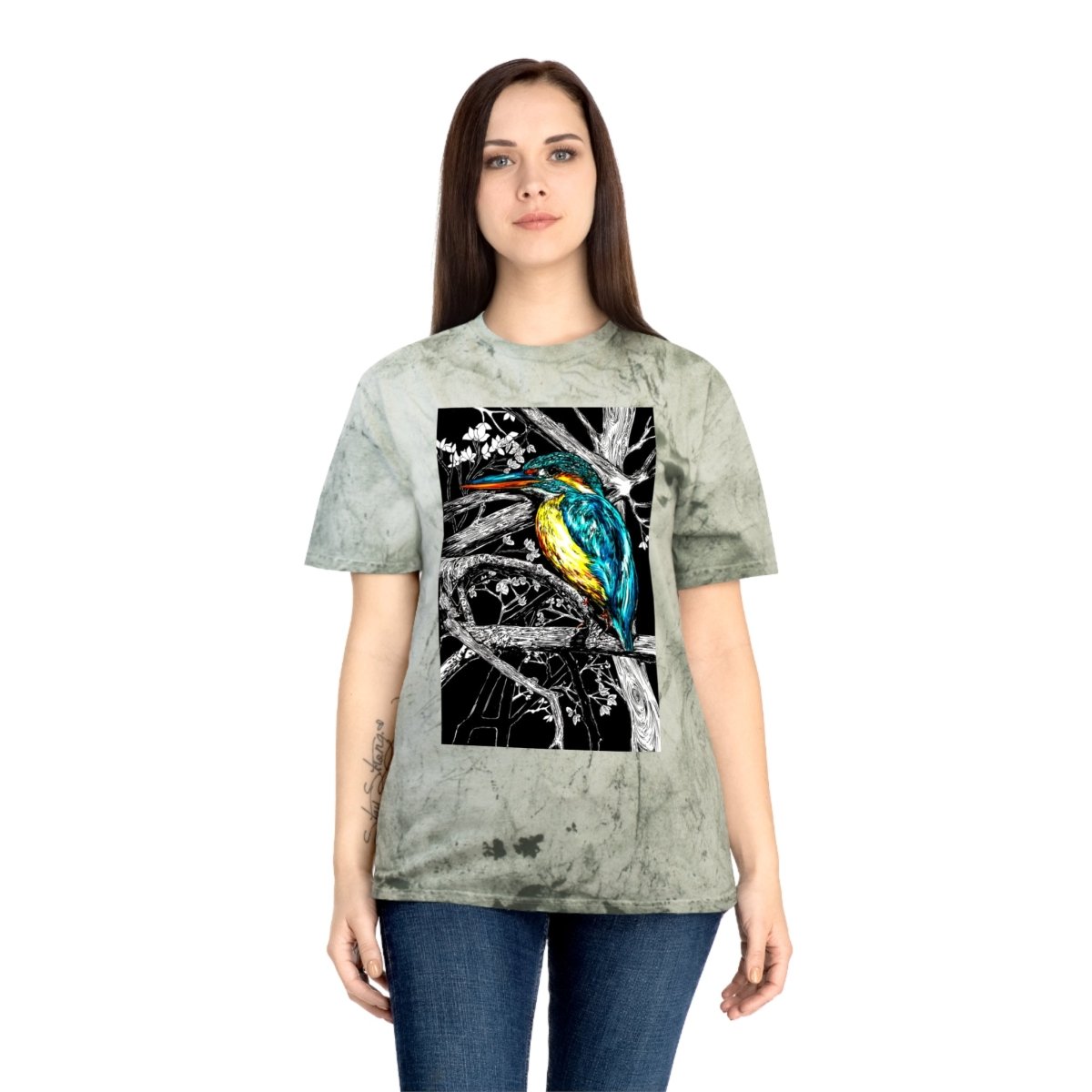 Vibrant Kingfisher Unisex Color Blast T-Shirt - Nature Inspired Art Tee - Curran Artworks