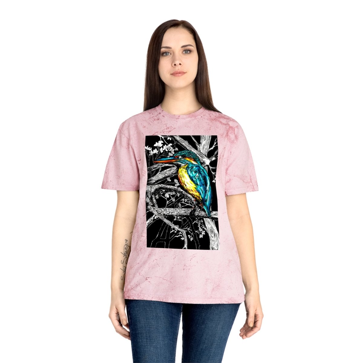 Vibrant Kingfisher Unisex Color Blast T-Shirt - Nature Inspired Art Tee - Curran Artworks