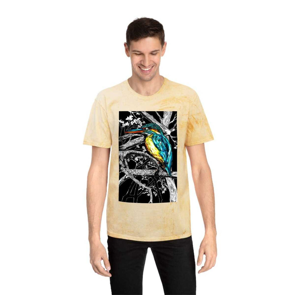 Vibrant Kingfisher Unisex Color Blast T-Shirt - Nature Inspired Art Tee - Curran Artworks