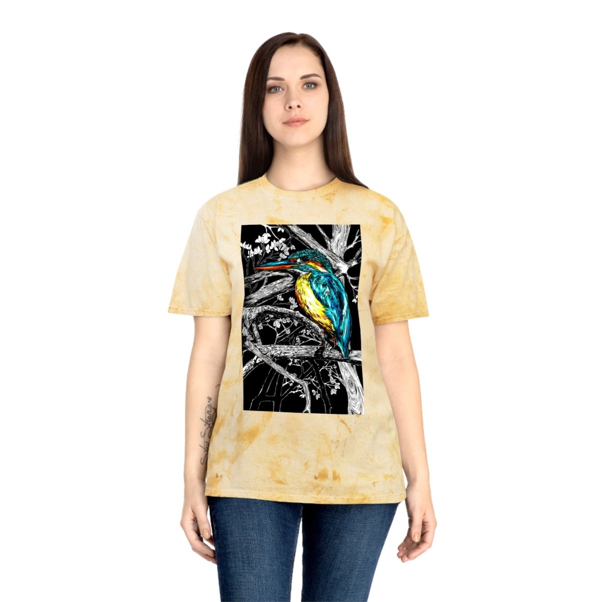 Vibrant Kingfisher Unisex Color Blast T-Shirt - Nature Inspired Art Tee - Curran Artworks