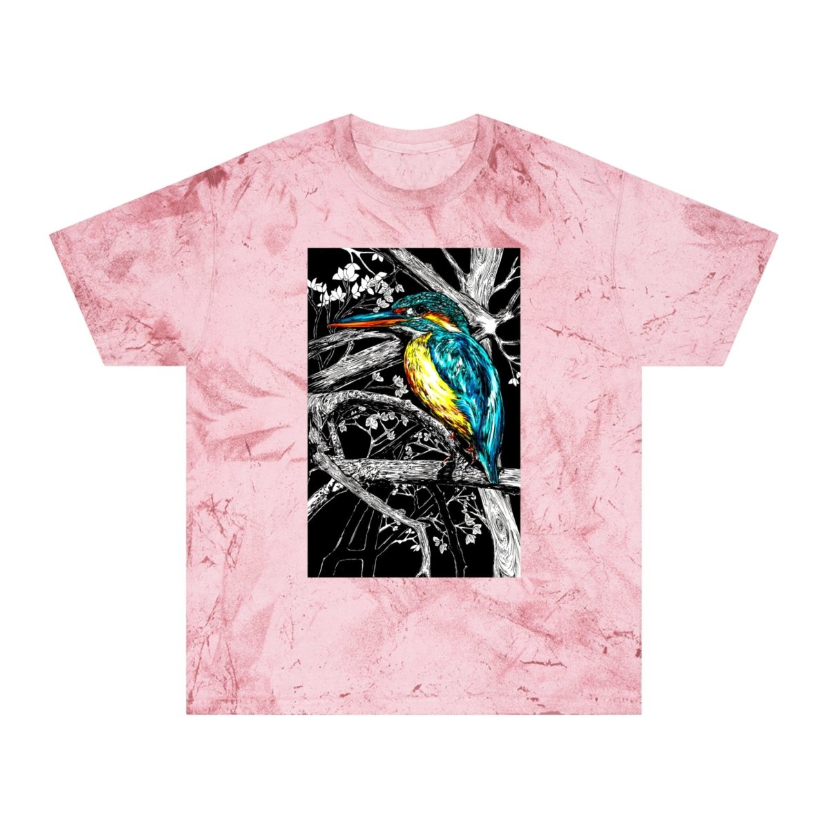 Vibrant Kingfisher Unisex Color Blast T-Shirt - Nature Inspired Art Tee - Curran Artworks