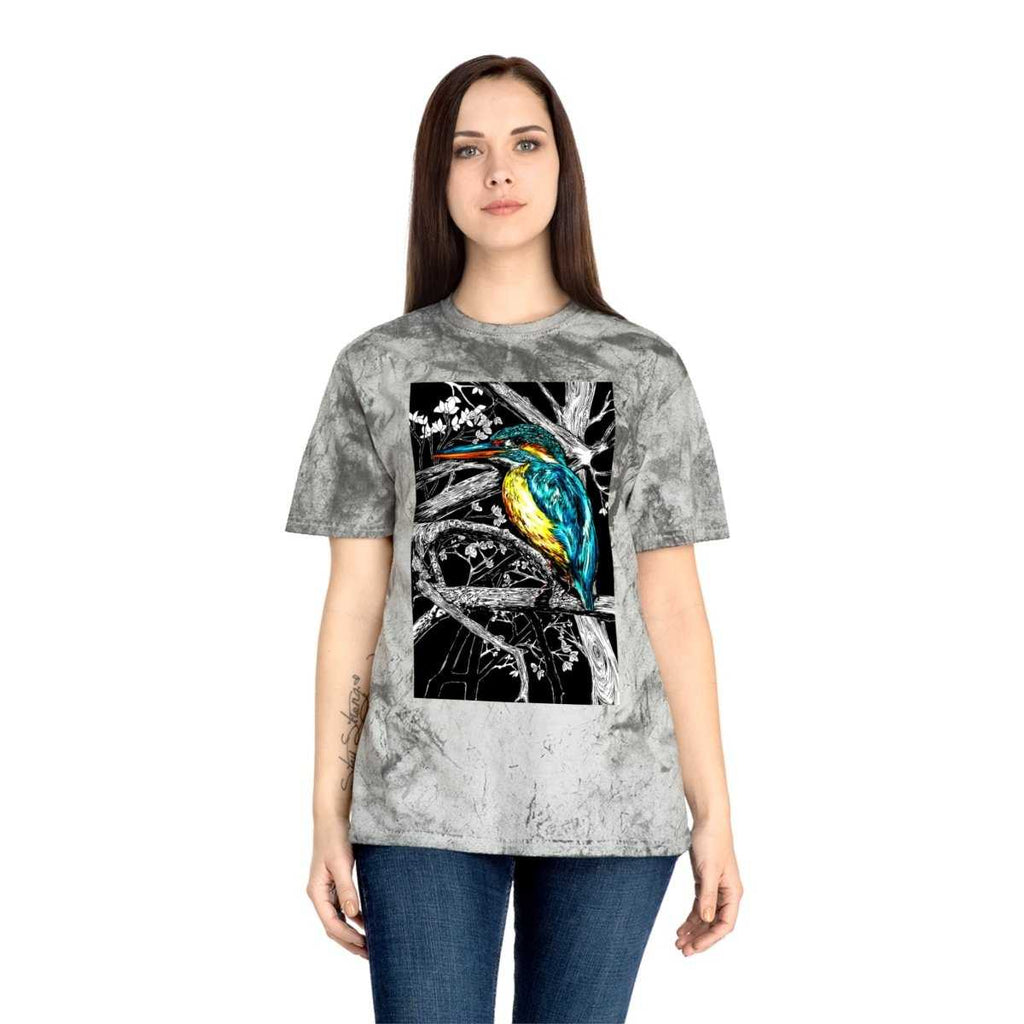 Vibrant Kingfisher Unisex Color Blast T-Shirt - Nature Inspired Art Tee - Curran Artworks
