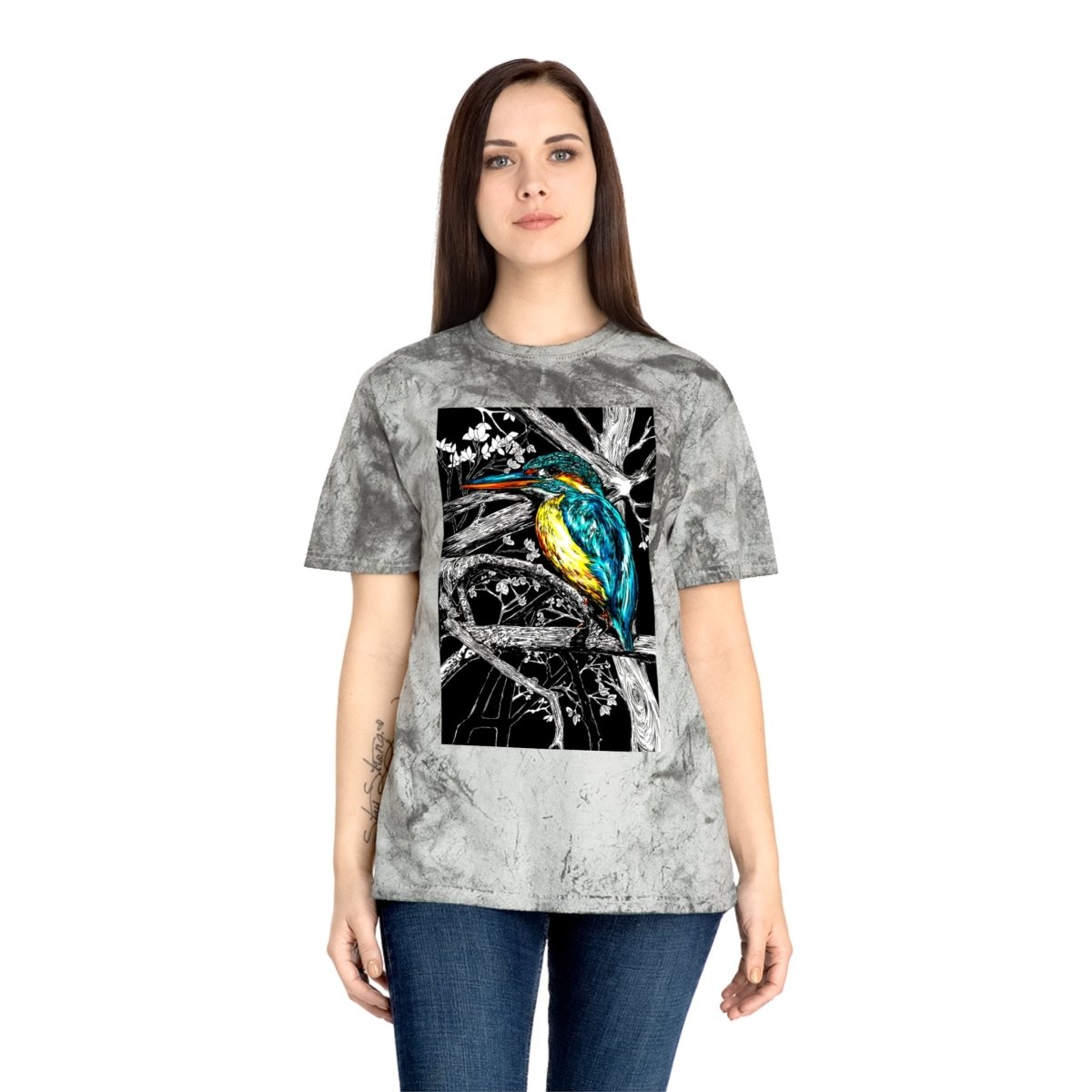 Vibrant Kingfisher Unisex Color Blast T-Shirt - Nature Inspired Art Tee - Curran Artworks