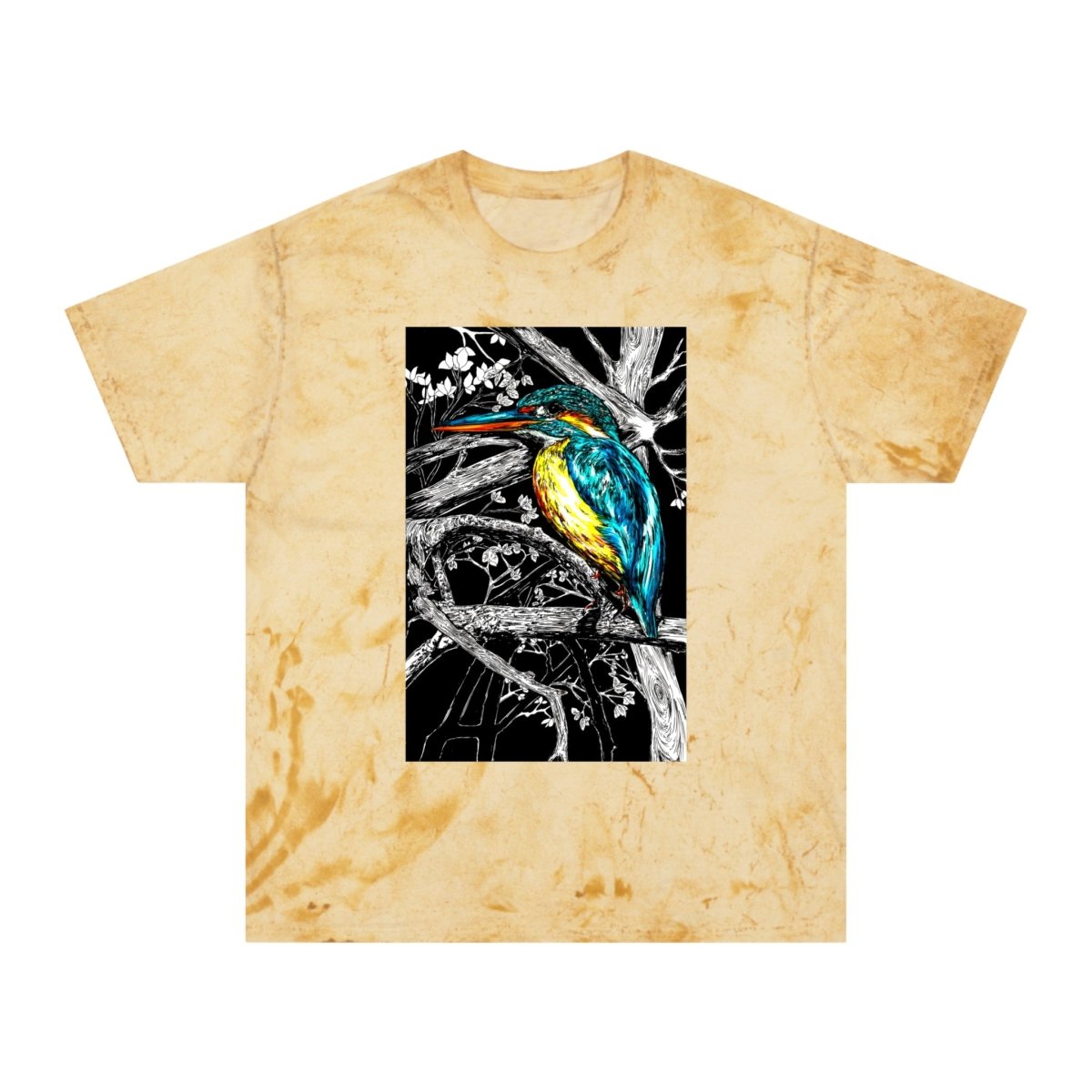 Vibrant Kingfisher Unisex Color Blast T-Shirt - Nature Inspired Art Tee - Curran Artworks