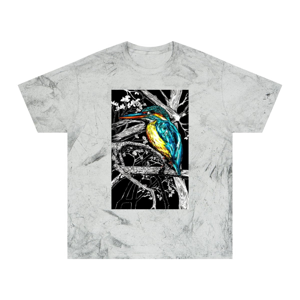 Vibrant Kingfisher Unisex Color Blast T-Shirt - Nature Inspired Art Tee - Curran Artworks