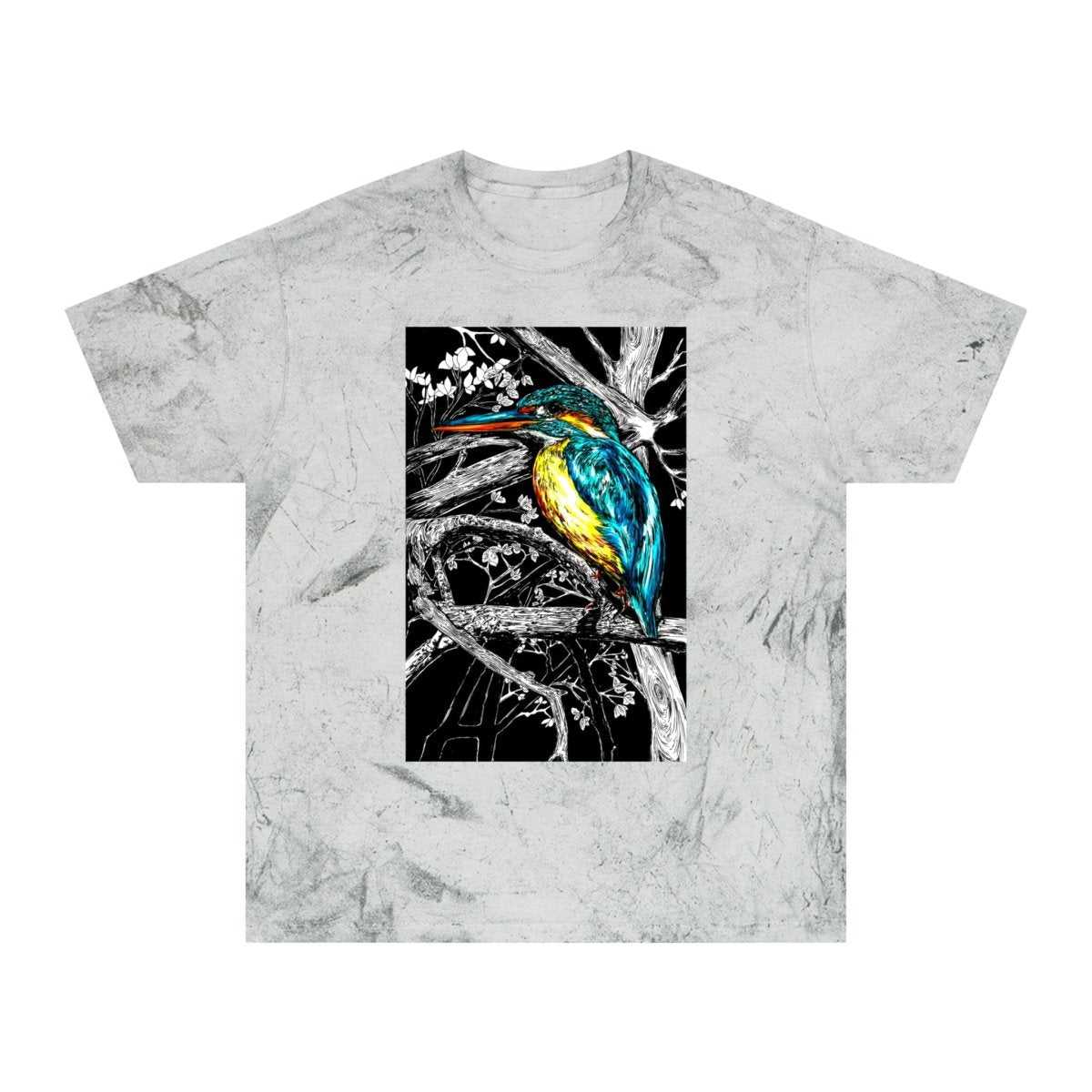 Vibrant Kingfisher Unisex Color Blast T-Shirt - Nature Inspired Art Tee - Curran Artworks