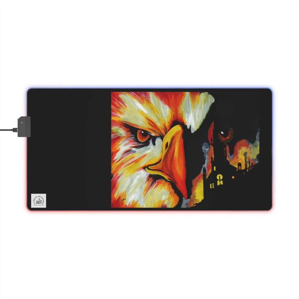 Vibrant LED Gaming Mouse Pad with a Phoenix Design - Perfect for Gamers - Curran Artworks