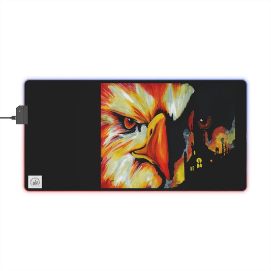 Vibrant LED Gaming Mouse Pad with a Phoenix Design - Perfect for Gamers - Curran Artworks
