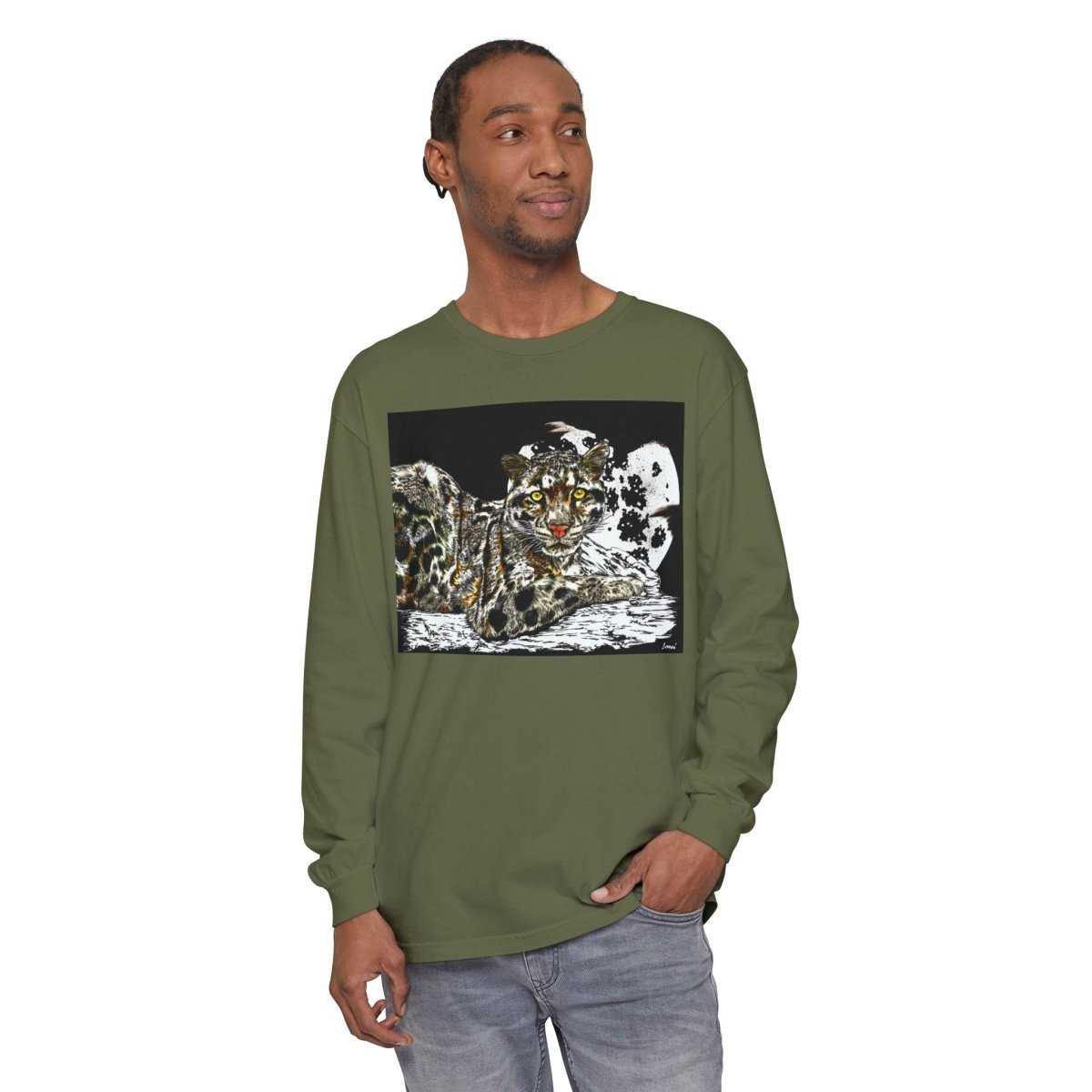 Cat Art Long Sleeve T-Shirt - Unisex, Garment-Dyed
