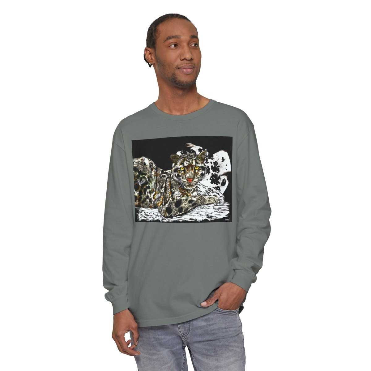 Cat Art Long Sleeve T-Shirt - Unisex, Garment-Dyed