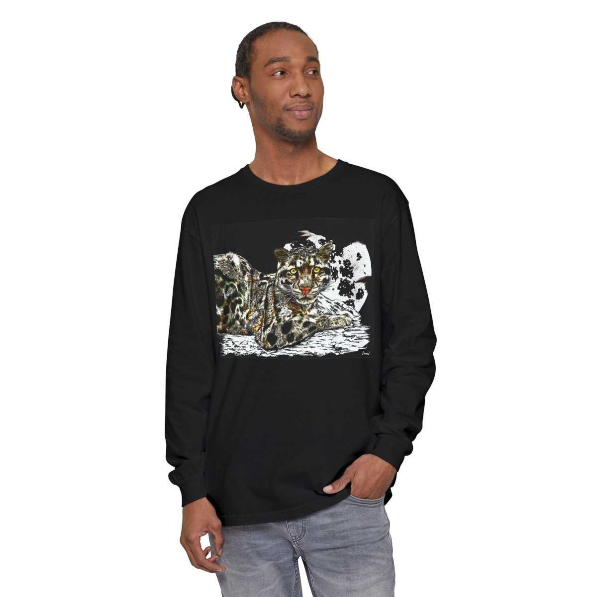 Cat Art Long Sleeve T-Shirt - Unisex, Garment-Dyed