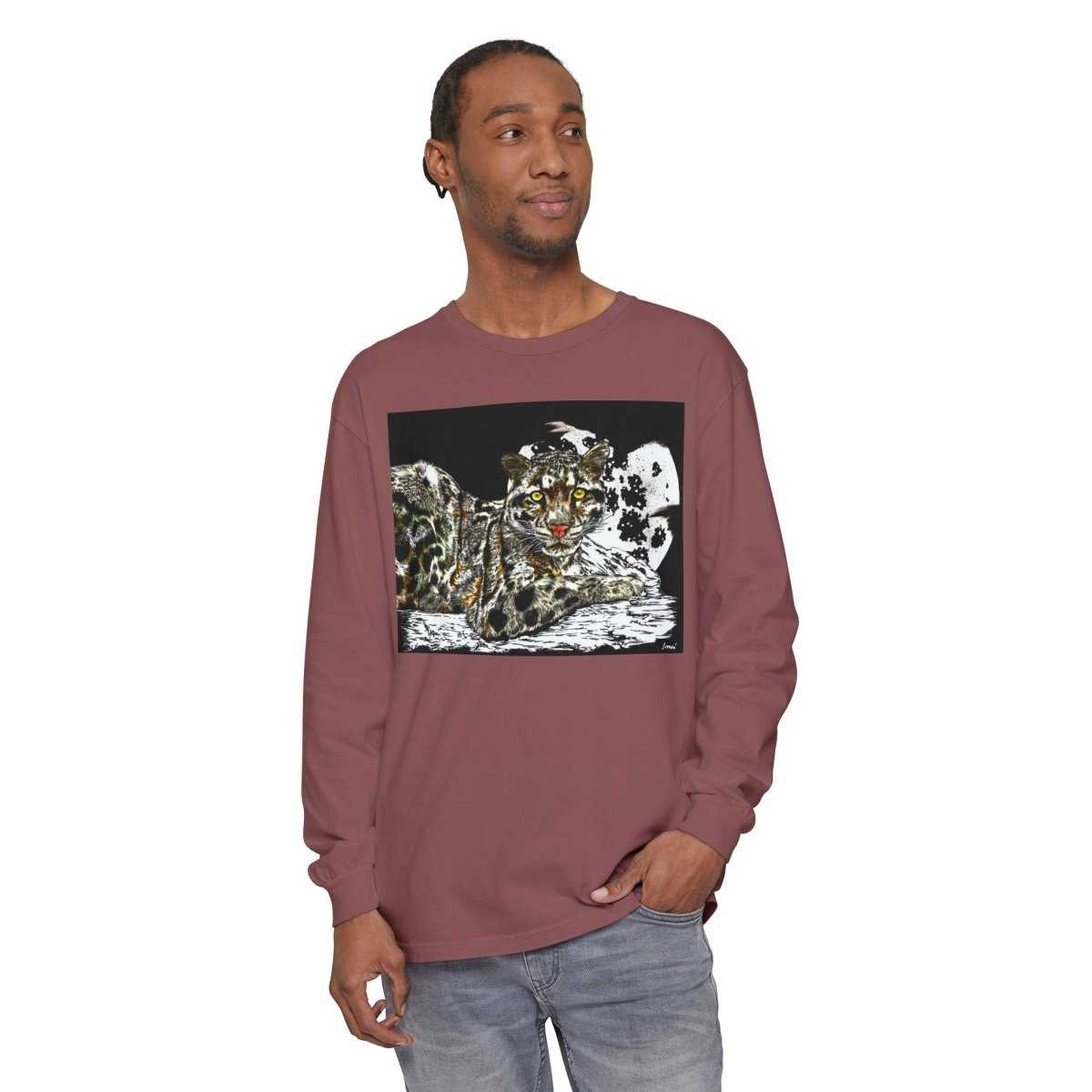 Cat Art Long Sleeve T-Shirt - Unisex, Garment-Dyed
