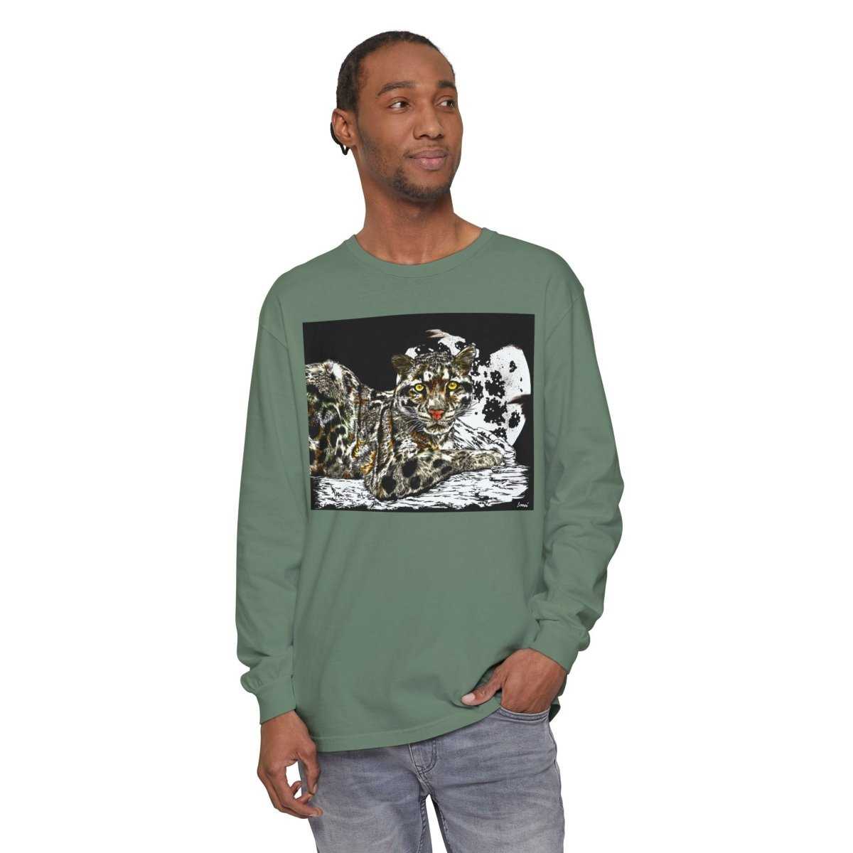 Cat Art Long Sleeve T-Shirt - Unisex, Garment-Dyed