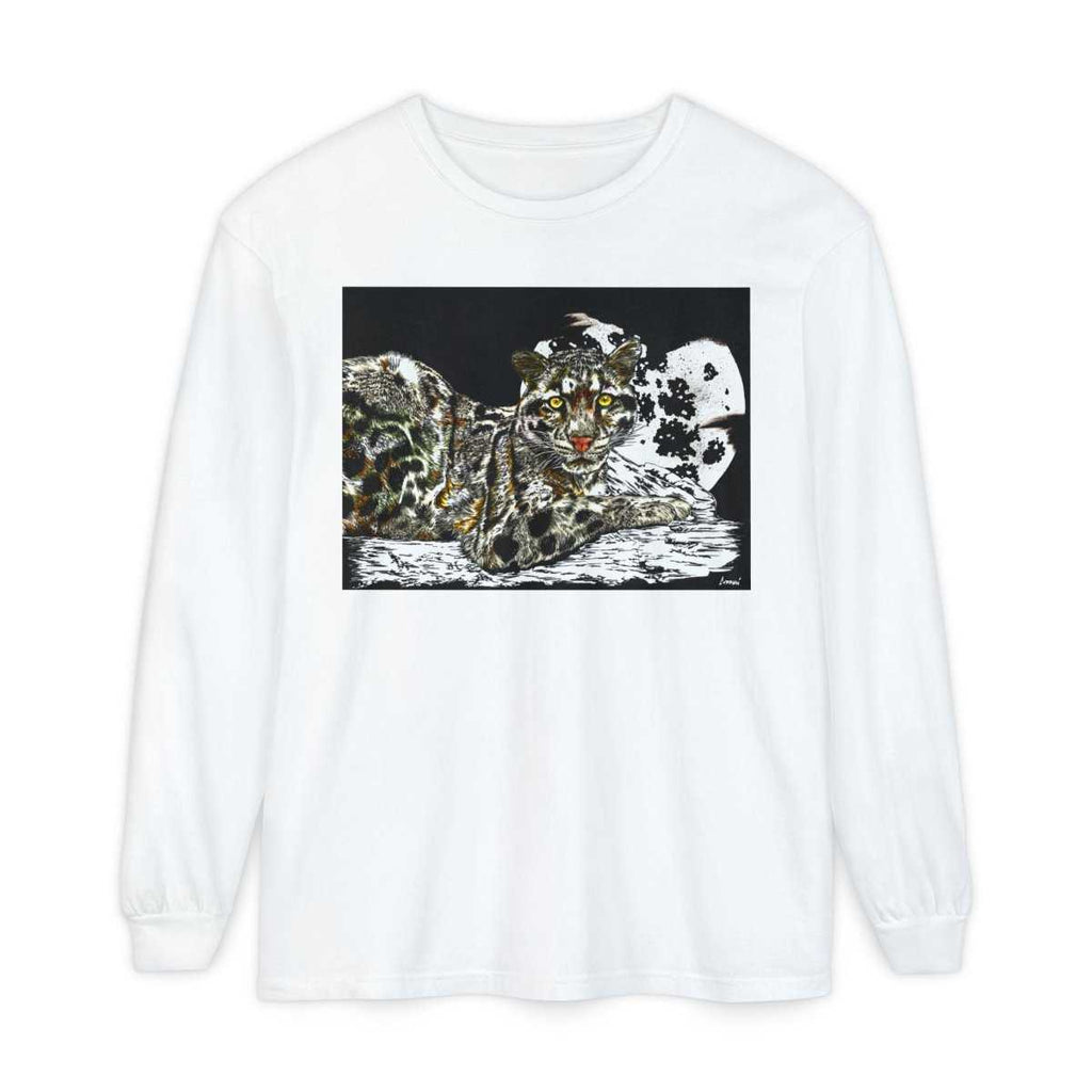 Wild Cat Art Long Sleeve T-Shirt - Unisex, Garment - Dyed, Nature Lover's Gift - Curran Artworks