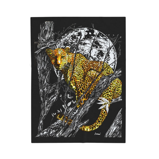 Wild Jungle Leopard Velveteen Plush Blanket - Cozy Home Decor for Nature Lovers - Curran Artworks