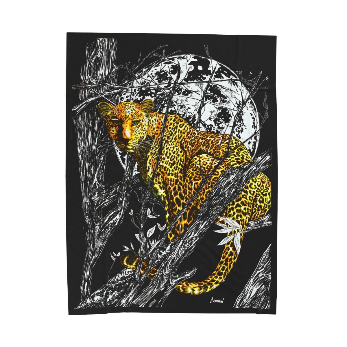 Wild Jungle Leopard Velveteen Plush Blanket - Cozy Home Decor for Nature Lovers - Curran Artworks