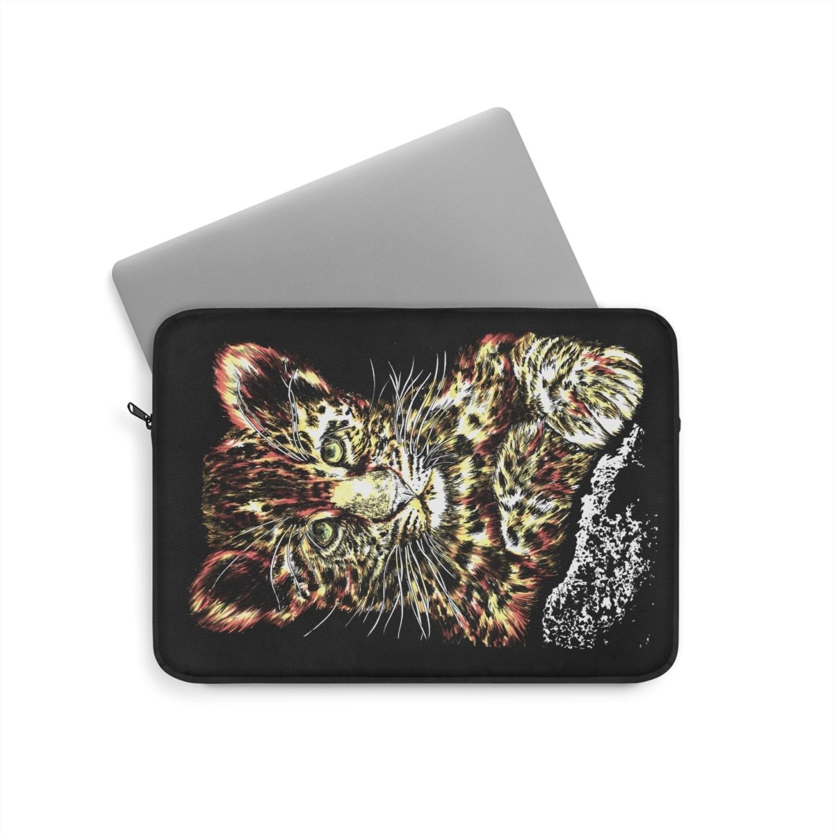 Wildlife - Inspired Laptop Sleeve with Playful Leopard Design - Curran Artworks